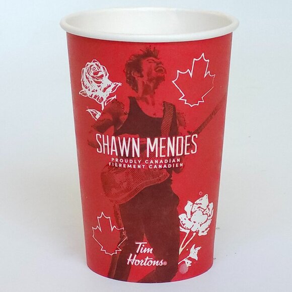 SHAWN MENDES RED TIM HORTONS PAPER COFFE CUP - Limited Edition Medium - Picture 1 of 6